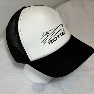 ISOTTA Yacht Trucker Hat 5 Panels SnapBack Mesh Cap Black & White